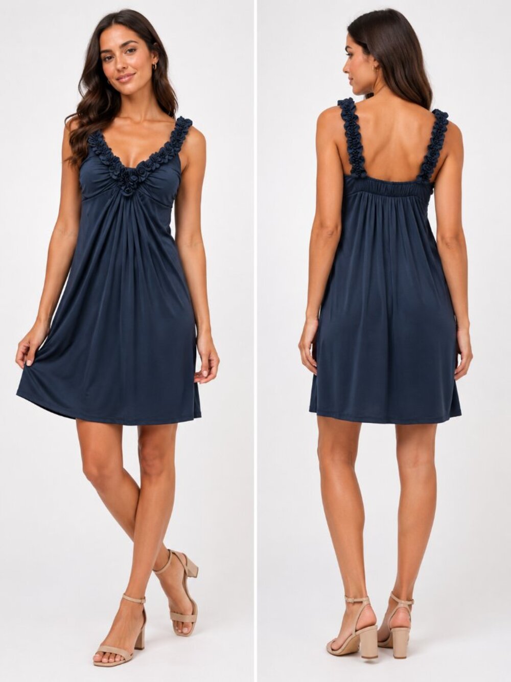Romantic Blue Party Dress Petite Wedding Guest Cocktail Dress Size 14P